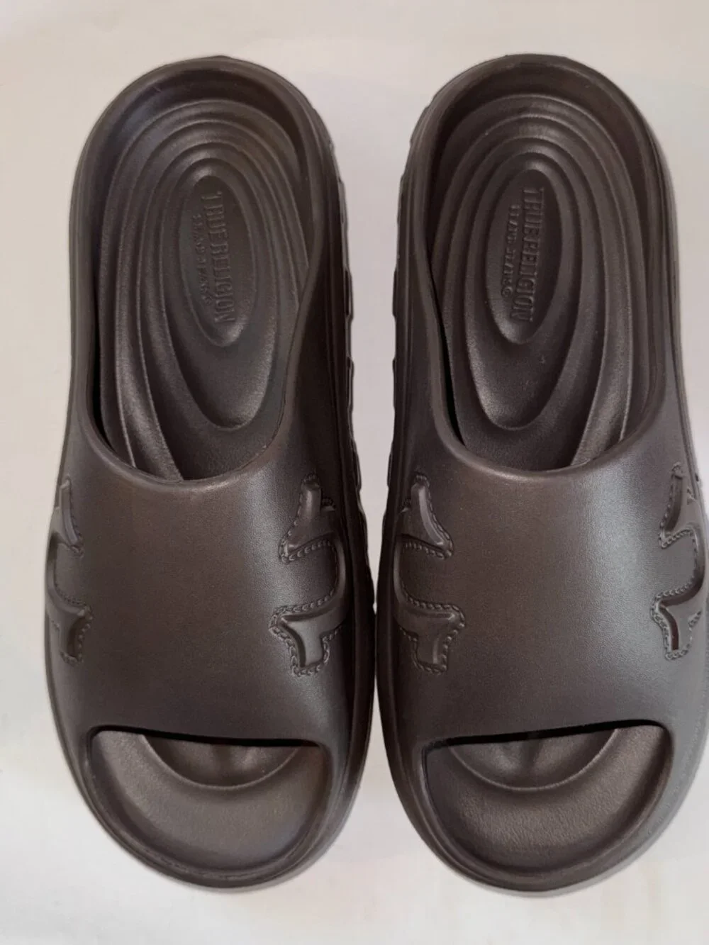 True Religion Mens Slides Horseshoe Logo Chunky Sandals